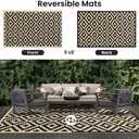 Smiry Waterproof Outdoor Rug 5x8 ft, Reversible Plastic Straw Patio Camping Rugs, Outdoor Indoor RV Mat Carpet for Patio, Outside Entry, Backyard, Deck, Bench, Picnic, Camper, Black & Beige