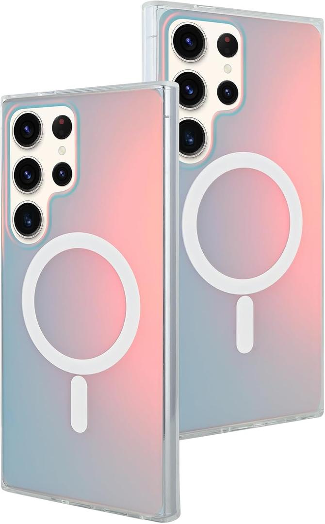 AIGOMARA Designed for Samsung Galaxy S24 Ultra Case [Compatible with Magsafe] [Fluorescent Iridescent Color] Slim Shockproof Translucent Matte Protective Phone Case for Women Girls 6.8 Inch