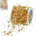 13 Feet Pearl String Spool Roll for Floating Candles Faux Pearls Strands Garland for Vase Filler Wedding Centerpiece Christmas Table Decor (Gold)