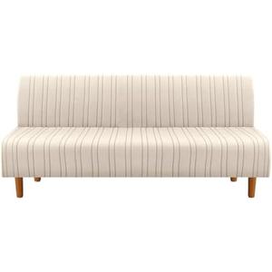 H.VERSAILTEX Stretch Futon Slipcover Armless Sofa Cover Furniture Protector Without Armrests Slipcover Soft with Elastic Bottom for Kids, Spandex Jacquard Modern Stripe Design, Natural