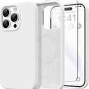 GONEZ Magnetic for iPhone 15 Pro Max Case, [Compatible with MagSafe] Anti-Scratch Microfiber Lining & Screen Protector, Shockproof Slim Phone Silicone Cover 6.7 inch, White