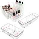 15 Pcs Extendable Drawer Organizer, 2 Sizes Adjustable Makeup Organizer For Drawer, Bathroom Drawer Organizer Tray, Clear Acrylic Vanity Storage Bin for Makeup, Cosmetic, Desk Drawer Organizer