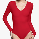 PUMIEY Bodysuits for women V Neck Long Sleeve Body Suit Sexy Tops Smoke Cloud Pro Collection, XL