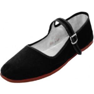 Easy USA Womens Cotton Mary Jane Shoes Ballerina Ballet Flats Shoes (8, Black Embroidered 114) (6)
