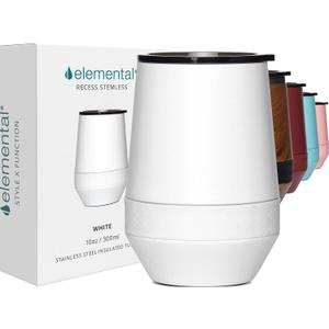 Elemental Recess Tumbler - Triple Wall Insulated Stainless Steel Coffee Mug for Hot & Cold Drinks - Portable Cup with Shatterproof Sip Lid for Camping, Outdoor & Travel - 10oz - White Elemental Recess Tumbler - Triple Wall Insulated Stainless Steel Coffee Mug for Hot & Cold Drinks - Portable Cup with Shatterproof Sip Lid for Camping, Outdoor & Travel - 10oz - White