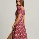 RIHOAS Womens Summer Dresses Square Neck Vintage Short Sleeve Midi Dress Casual Puff A Line Chiffon Sundress (XS)