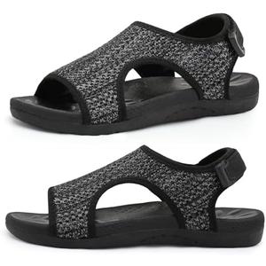 XIHALOOK Womens Orthopedic Walking Sandals with Adjustable Hooks Open Toe Sports Sandals Breathable Knit Summer Shoes, Size 41