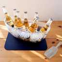 5.5L 16.7x6.4x7.3in Ice Bucket 1PCS with Drying Mat & Scoop for Parties, Mimosa Bar Supplies Beverage Tub for Champagne Beer Sparkling Wine, Acrylic Drink Cooler/Holder Food Grade Boat Shape