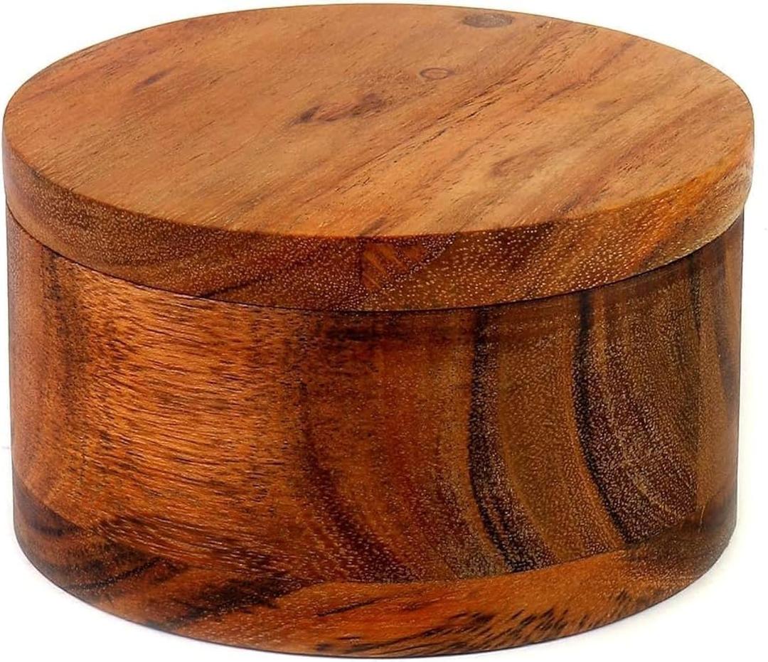 Kaizen Casa Acacia Wood Salt or Spice Box with Swivel Cover 