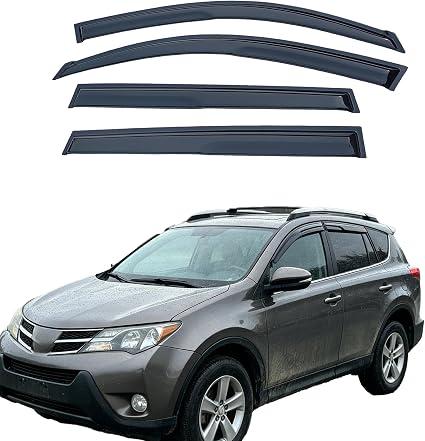 LIKDIKDIK Black Window Visors Rain Guards Deflectors for 2014-2018 Chevy Silverado 1500 & GMC Sierra 1500, 2015-2019 2500HD 3500HD Crew Cab, 4-Piece Out-Channel Vent Visors,Truck Accessories