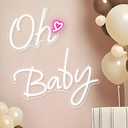 Large Oh Baby Neon Sign 37.7x15.7inch Boy and Girl Baby Shower Led Light up Sign for Backdrop Party Decor, Gender Reveal,Bedroom Wall Decor-White