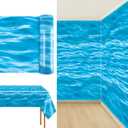 1200x54 Inch Under The Ocean Tablecloth Plastic Tablecloth Roll Mermaid Water Table Cover Classroom Decor for Kids Themed Backdrop for Bulletin Board Beach Birthday Party Decor