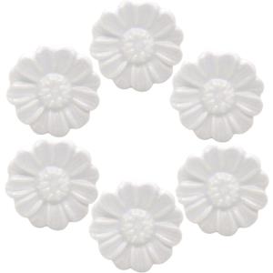 6PCS Vintage Floral Daisy Ceramic Dresser Drawer Knobs Elegant Cabinet Cupboard Door Hardware Pull Handles w/Screws White