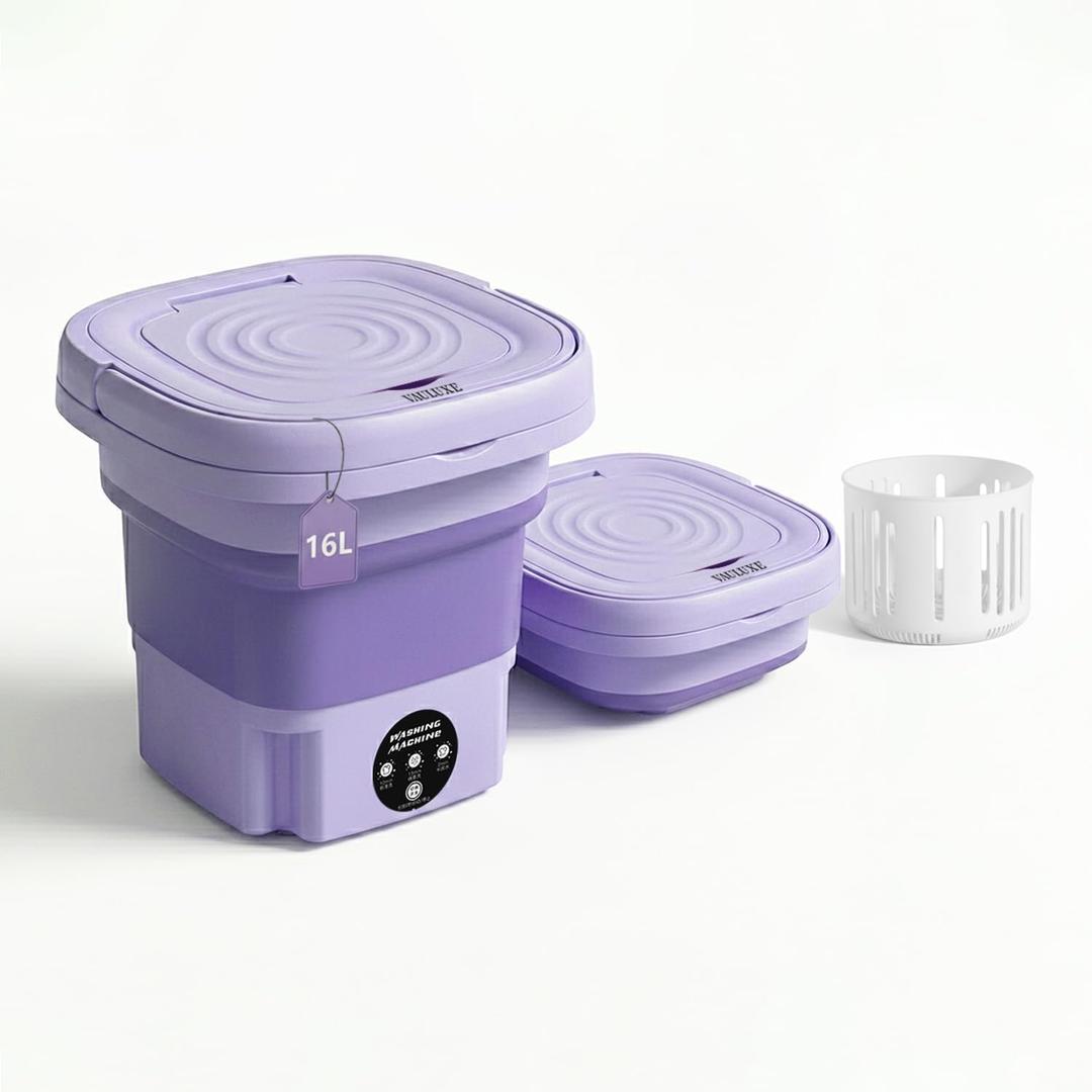 Mini Washing Machine 16L Purple Portable Washer for Apartments, Dorms, RVs  Compact Laundry Washer with Powerful Motor & Low Noise  Travel, Small Spaces & Delicates Laundry Solution