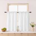 Gwine White Kitchen Curtains 36 Inch Length 2 Panels, Light Filtering Textured Short Half Window Cafe Curtains, Modern Soft Small Window Drapes for Bathroom Basement Bedroom, 30Wx36L inch, 2PCS