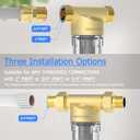 WHC40 Sediment Filter, 40 & 100 & 200 Micron Reusable Spin Down Sediment Water Filter, Whole House Water Filter for Well Water, Home Pre-filtration System, 1" MNPT + 3/4" FNPT + 3/4"MNPT