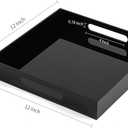 Glossy Black Sturdy Acrylic Serving Tray with Handles-12x12 Inch-Serving Coffee,Appetizer,Breakfast,Butler-Kitchen Countertop Tray-Makeup Drawer Organizer-Vanity Table,Ottoman Tray-Decorative