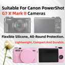 Case for Canon G7 X Mark II Camera, Soft Silicone Protective Case with Improved Down-Open Design, Lens Fully Clear, Includes 2 Screen Protectors & 1 Wrist Strap, Lightweight Anti-Scratch (Pink)