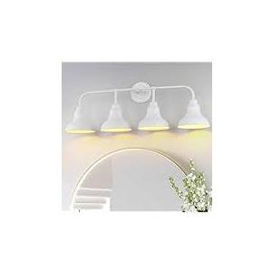 pasentel 34" Farmhouse Large Vanity Light, 4-Light Bathroom Lighting Fixtures Over Mirror, White Modern Rustic Industrial Indoor Wall Sconce Lighting for Bathroom, Cabinet, Mirror