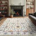 Area Rugs 3x4' Rug for Living Room, Non Slip Washable Rug Beige, Large Area Rugs for Bedroom, Low Pile Soft Vintage Rugs for Bedroom Dining Room Indoor