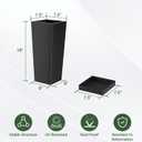 Metal Tall Outdoor Planters Set of 2, 18 inch Durable Tall Planters with Rust-Proof Coating & Drainage Insert Shelve & Trays, Black Outdoor Planters for Porch, Garden, Patio, Yard