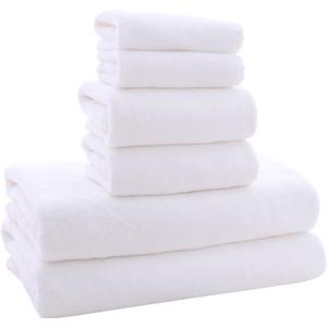 MOONQUEEN Ultra Soft Towel Set - Quick Drying - 2 Bath Towels 2 Hand Towels 2 Washcloths - Microfiber Coral Velvet Highly Absorbent Towel for Bath Fitness, Sports, Yoga, Travel (White, 6 Pieces)