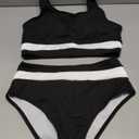 Lovekider Girls Swimsuits 9-16 Years 2 Piece Athletic Bathing Suit Set Color Block Ribbed Bikini with Adjustable Straps, Size 16Y