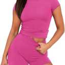 SAMPEEL Womens Two Piece Lounge Sets Casual Summer Outfits 2 Piece Short Matching Clothing Set Size M