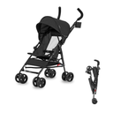 Dream On Me Rover Convenience Baby Stroller – Lightweight & Compact Travel Umbrella Stroller, Quick One-Hand Fold, Lockable Rear Wheels, Adjustable Canopy, 3-Point Safety Harness & Cup Holder - Black
