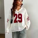 Verdusa Women's Y2k Crochet Tops Jersey Shirts Graphic Going Out Summer Outfits Oversized Streetwear Plus White 3X-Large Plus (Beige, XL)