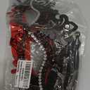 WILOVCOS Womens Masquerade Mask with Stick, Handheld Mardi Gras Mask,Venetian Party Masks (Black & Red)