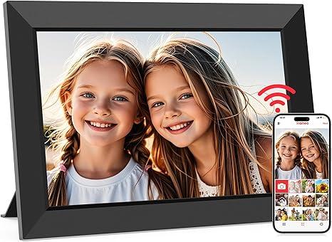 Frameo 10.1 Inch WiFi Digital Picture Frame, Smart Cloud Electronic Photo Frame with HD IPS Touch Screen Slideshow 32GB Memory Auto-Rotate Wall Mount, Share Photos/Videos from Phone by Frameo App