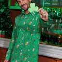 Arvilhill Mens St Patrick's Button Shamrock Clover Printed Long Sleeve Shirt (S-3XL) (M)