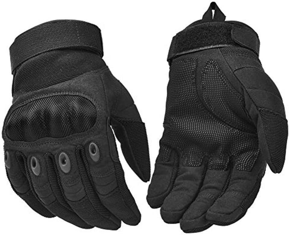 REEBOW GEAR Tactical Gloves Motorcycle Riding Gloves Full Finger Gloves Black (Large)