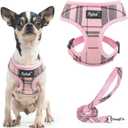 PUPTECK Soft Mesh Dog Harness and Leash Set Pet Puppy Cat Comfort Padded Vest No Pull Harnesses, Light Pink, XS (XS (NECK: 10", CHEST: 10"-14"))