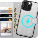 OCASE for iPhone 16 Pro Max Case Detachable Wallet Case with Card Holder, 2 in 1 Pu Leather Flip Folio with RFID Blocking Stand Wrist Strap Shockproof Phone Cover 6.9 Inch 2024, Silvery