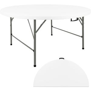 HAISIWLKJ 6FT Round Folding Table White Fold-in-Half with Carrying Handle Portable Plastic Card Table for Indoor or Outdoor Events,Dining,Wedding, Camping,Party Table