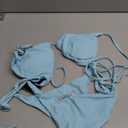 ZAFUL Women's Triangle Bikini Floral String Bikini Set Two Piece Swimsuit Bathing Suits (1-light Blue), S