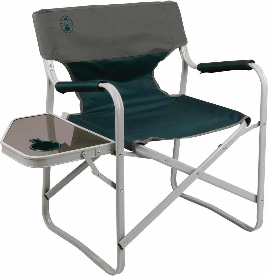 Coleman Outpost Elite Folding Camping Chair with Side Table & Cup Holder, Weather-Resistant Portable Chair with Arm Rests, Seat Area: 20 1/2"