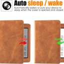 Stand Case for Older 6" Kindle Paperwhite 5th/6th/7th/10th Generation e-Reader (2012-2018 Release) - PU Leather Sleeve Cover with Two Hand Straps & Auto Sleep/Wake (Brown)