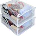 2-Pack Heavy Duty Vinyl Zippered Closet Square Storage Bags (Clear) for Sweaters, Throws, Arts & Crafts, Toys and Much More! (12" x 15" x 5") 3.9 Gallon