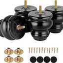 Michanco 3 Inch Black Wood Furniture Legs High Polished Bun Feet for Ottoman Dresser Chair Set of 4 Solid Round