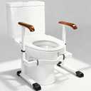 FSA/HSA Eligible Toilet Safety Rails for Elderly with Solid Wood Handles, Adjustable Height & Width, Heavy Duty Thickened Toilet Safety Frame, 520 LBS Capacity, Handles for Disabled & Seniors