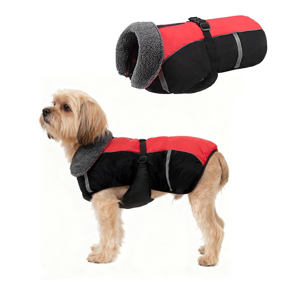 SCENEREAL Warm Dog Coat - Waterproof Dog Jacket for Large Dogs, Fleece Vest with Adjustable Buckle & Leash Hole, Windproof Reflective Cold Weather Coats for Small Medium Large Dogs, XL
