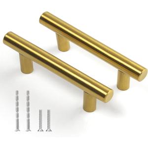 30 Pack Gold Cabinet Handles 3 Inch76mm Hole Center Brushed Brass Cabinet Pulls Stainless Steel Gold Drawer Pulls, Gold Handles for Cabinets Drawers and Kitchen