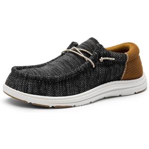 Bruno Marc Men's Arch Support Casual Slip-on Shoes Loafers for Men Non Slip Comfortable Boat Shoes (13, Black/Brown)