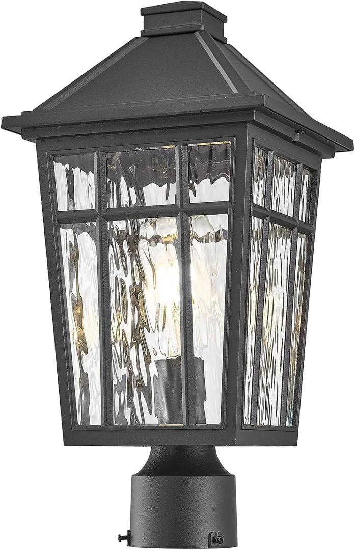 Lamp Post Outdoor Lighting 16.5 Inch Black Outdoor Post Lights Waterproof Aluminum Pole Lantern for Garden Patio Pathway E26 Socket, 16.5 inch - 1 pack