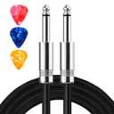 Guitar Cable, Guitar Cord 20ft AMP Cord for Bass & Electric Guitars/Keyboard/Mandolin TS 1/4 Inch Instrument Cable, Pro Audio Straight Angle Black