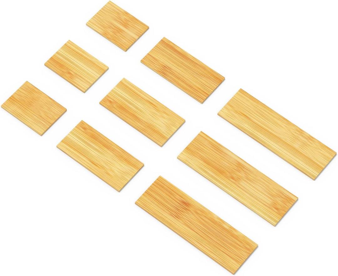 SpaceAid Bamboo Drawer Dividers Inserts, 3 Sizes, 9 Pack