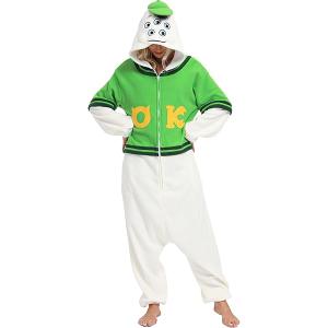 Wishliker Unisex Adult Onesie Pajamas Animal Onesies Women Men Halloween Cosplay Costume Sleepwear Green, L